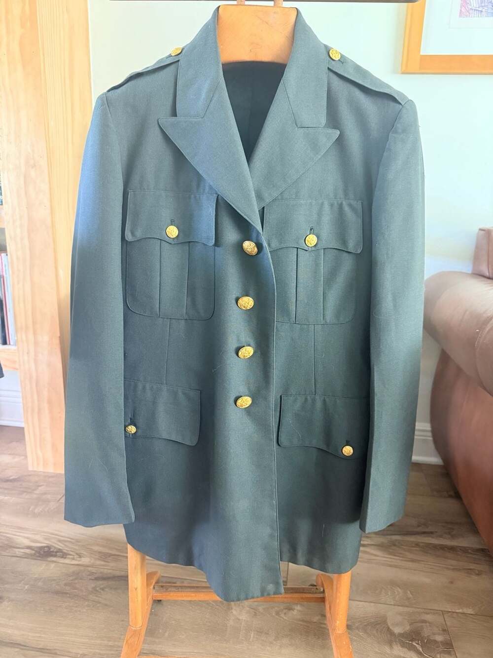Vintage US Army Class A Green Service Uniform Dress Jacket Coat Size 39R